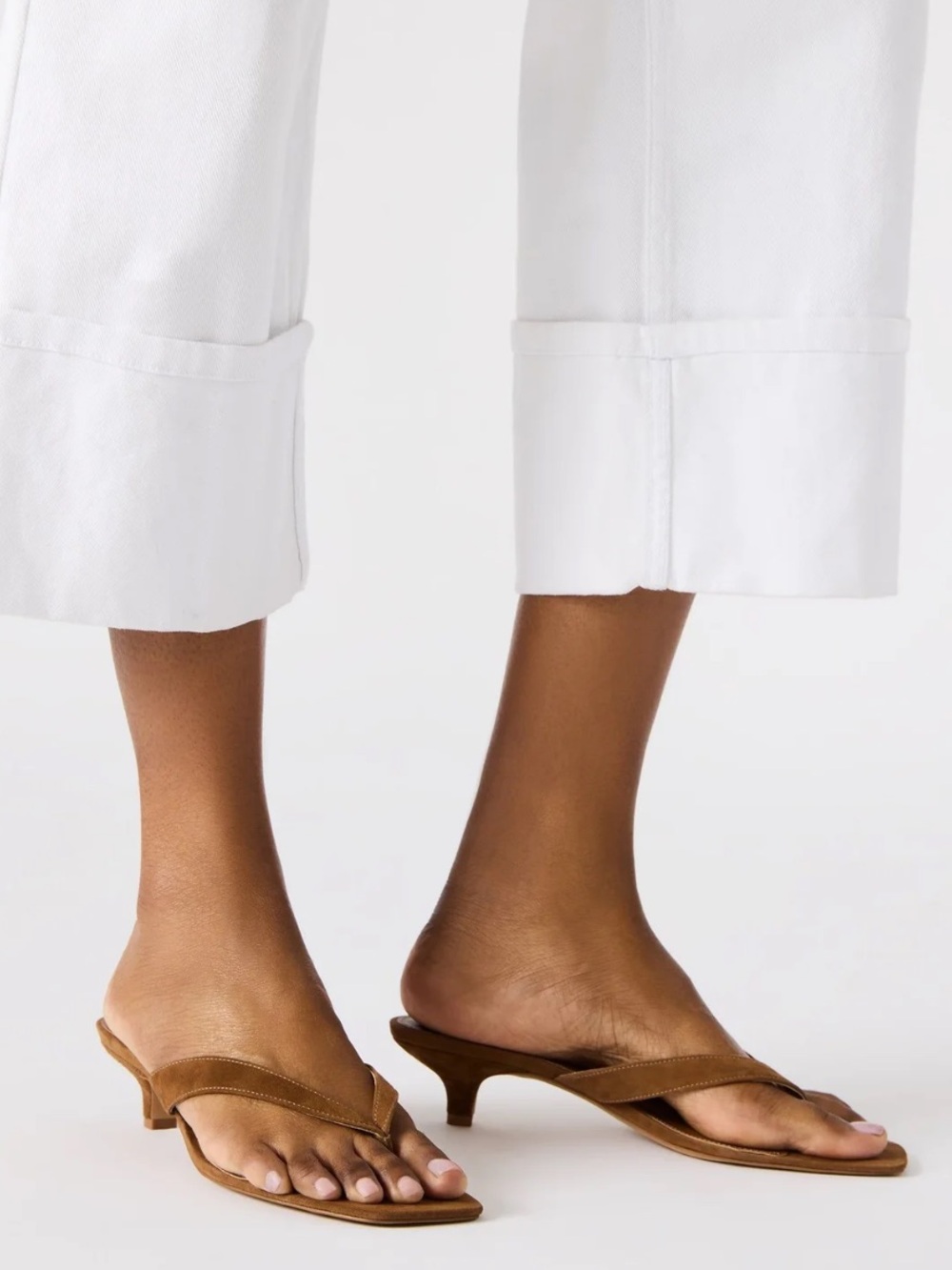 Steve Madden Tracie Chestnut Suede Kitten Heel Sandals - Picture 8 of 11